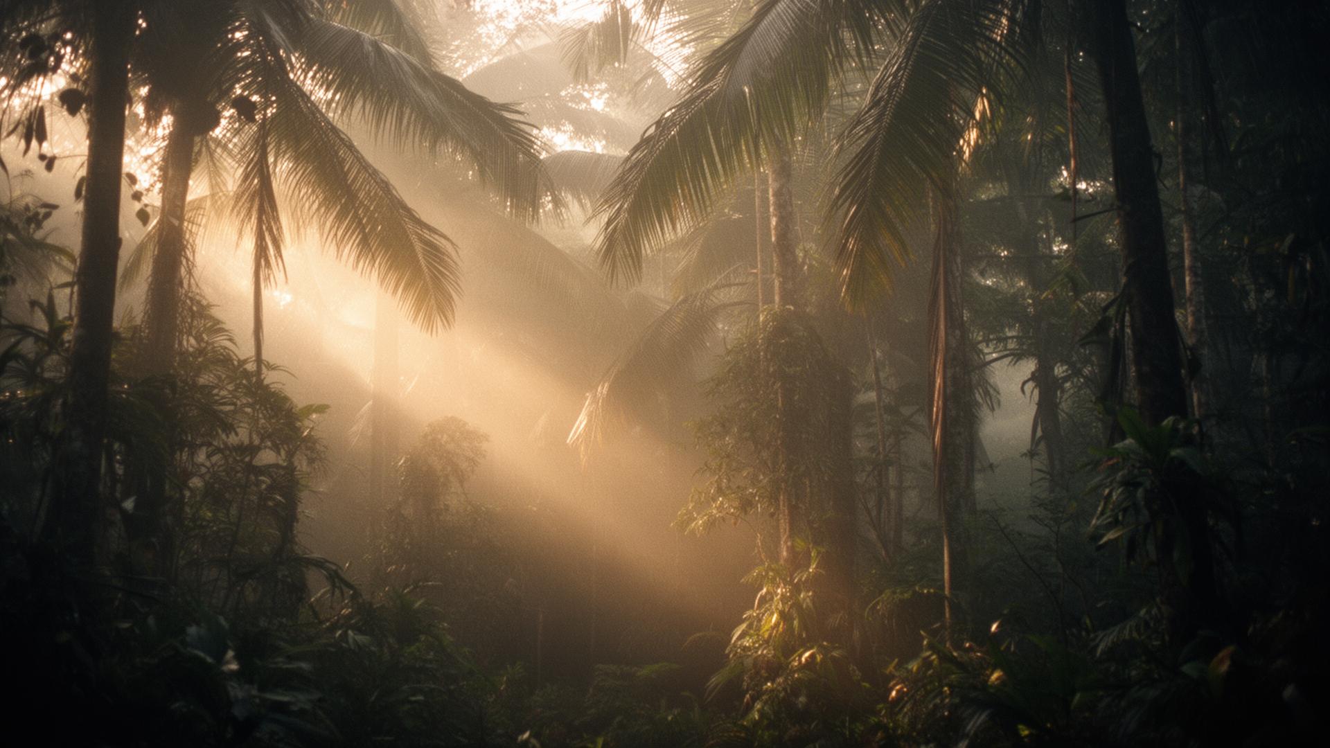 Cinematic Far North Queensland rainforest at golden hour